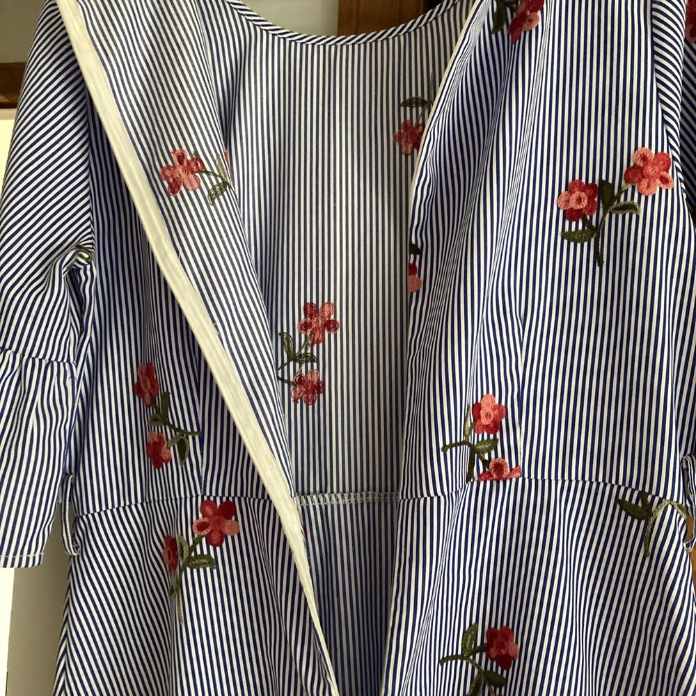 Love Riche Striped Embroidered Ruffle Dress L Large - Picture 5 of 8